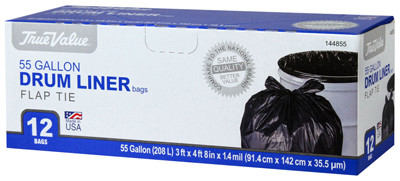 BERRY PLASTICS 1221766 DRUM LINER TRASH BAGS, WING TIE, BLACK, 