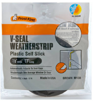 THERMWELL PRODUCTS M13BH V-SEAL WEATHERSTRIP TAPE, BROWN, 7/8-IN.