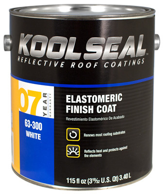 KST COATINGS KS0063300-16 WHITE ELASTOMERIC ROOF COATING , 0.9 GAL