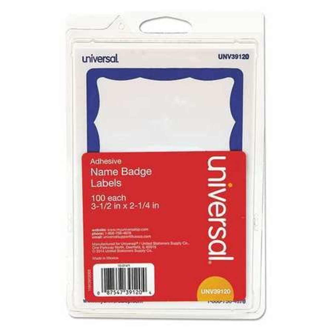 UNIVERSAL 92265 NAME BADGE BLUE BORDER NONPRINT PK100