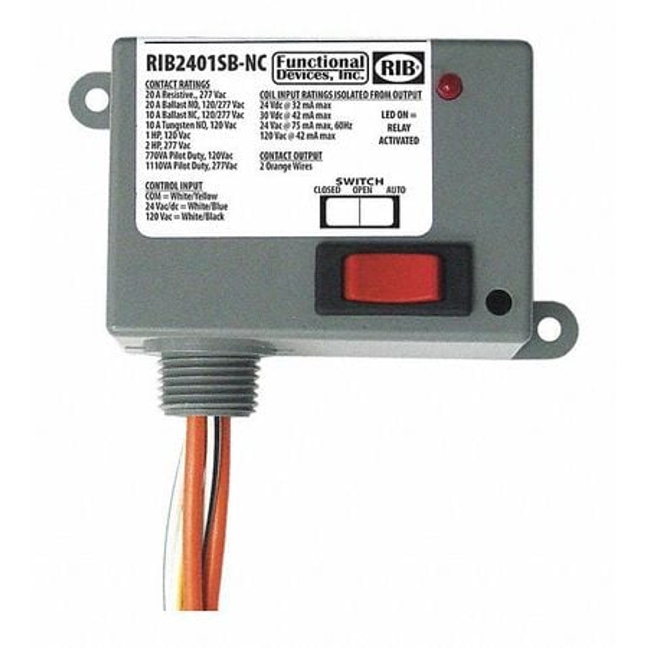 RIB RIB2401SB-NC ENCLOSED RELAY 20A SPST-N/C