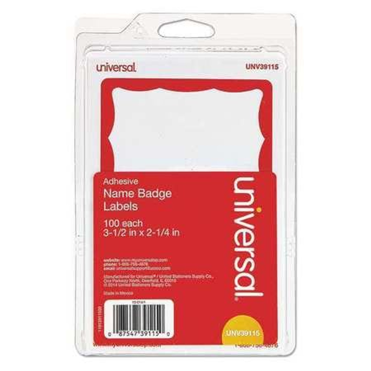 UNIVERSAL 92264 NAME BADGE RED BORDER NONPRINT PK100