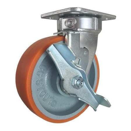 CC STOUT CDP-Z-164 SWIVEL PLATE CASTER W/BRAKE SIDESTRAP 6 