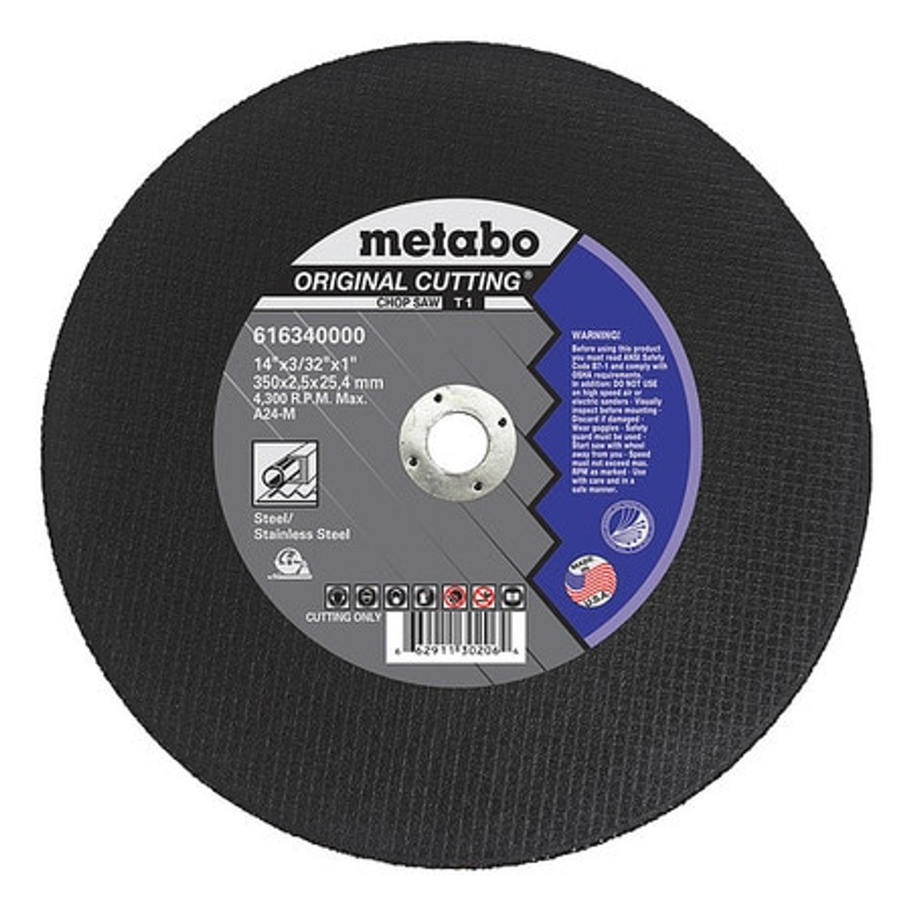 METABO 616340000 CUTOFF WHEEL T1 A24M 14 X3/32 X1 