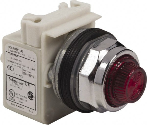 SCHNEIDER ELECTRIC 9001KP1LRR31 PILOT LIGHT 110 TO 120VAC RED LED LAMP