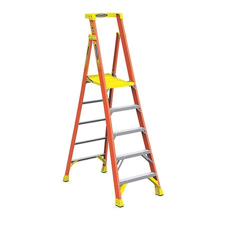 WERNER CO PD6205 PLATFORM STEPLADDER 8 FT H FIBERGLASS