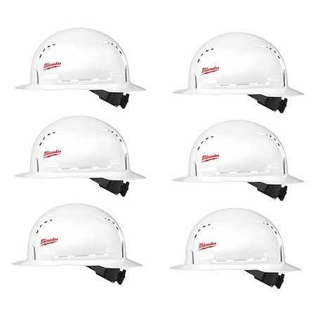 MILWAUKEE ELECTRIC TOOLS 48-73-1011X6 HARD HAT,GENERAL PURPOSE,6 PK,WHITE