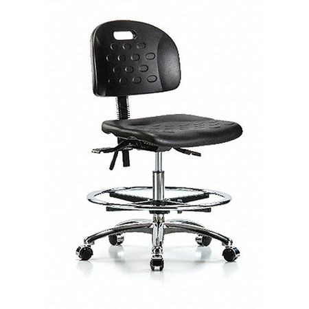 BLUE RIDGE ERGONOMICS BR-HPMBCH-CR-T0-A0-CF-CC-BLK POLY CHAIR CHROME,MED,FR,CAST,BLACK