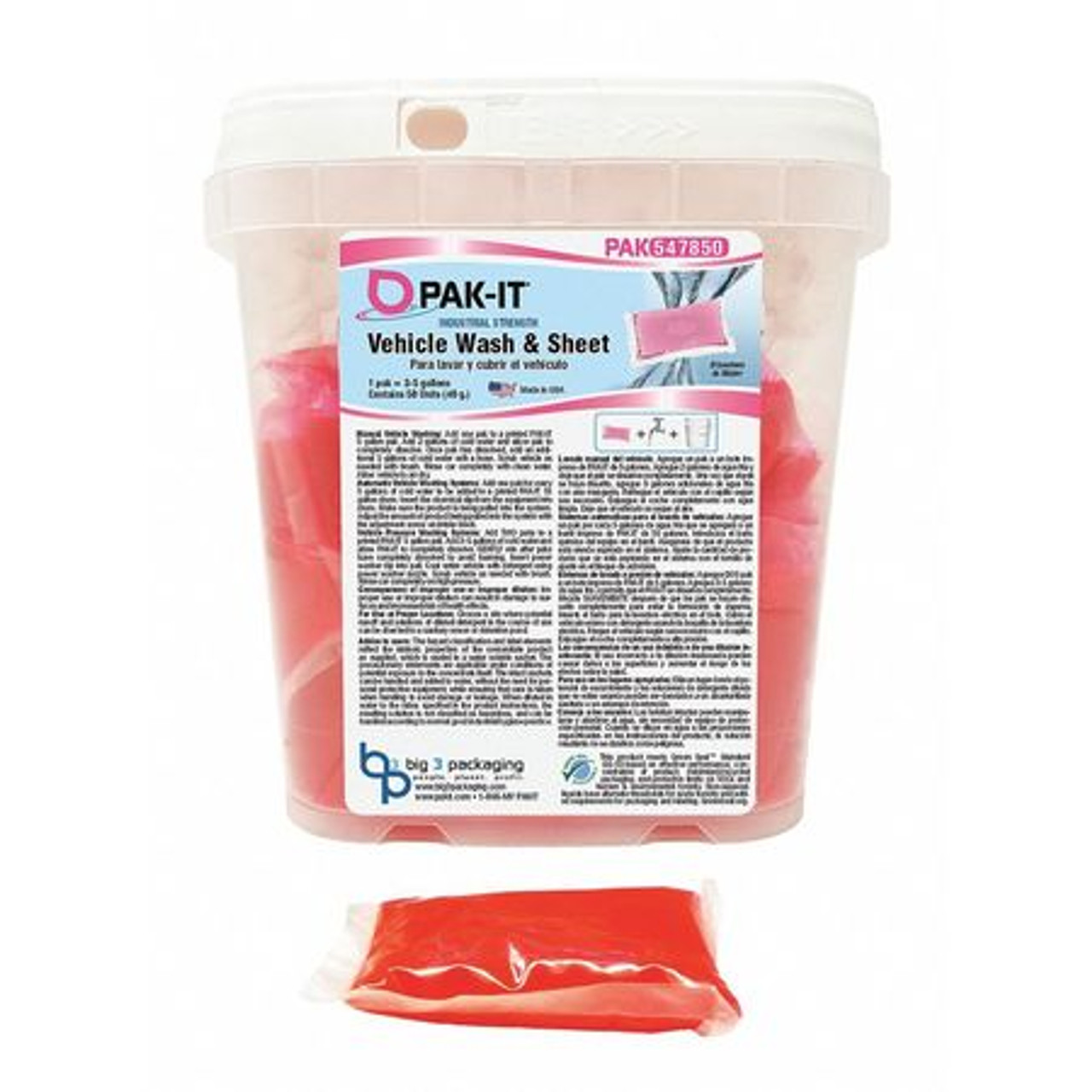 PAKIT PAK547850-4 VEHICLE WASH/SHEET PINK 250 GAL TUB