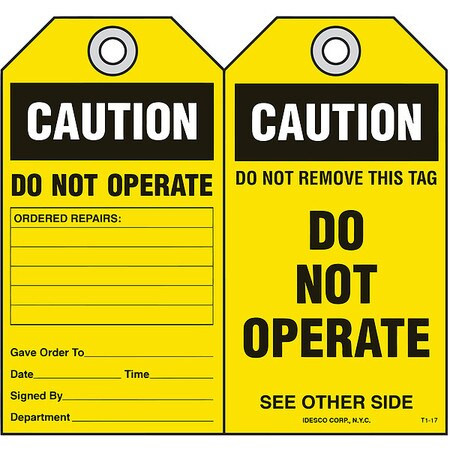 IDESCO KAT117AC DO NOT OPERATE SAFETY TAG PK10