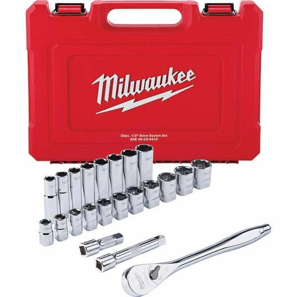 MILWAUKEE ELECTRIC TOOLS 48-22-9410 22 PC 1/2" DRIVE SAE RATCHET AND SOCKET 