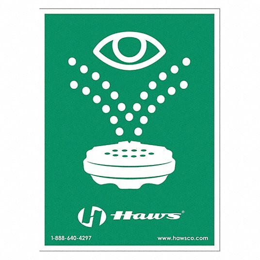 HAWS SP175-496L97 EYEWASH SIGN PLASTIC GREEN 12 L X 10 W