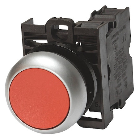 EATON M22-D-R-K01 NON-ILL MOM PB SIL-BZL FLSH RED 1NO/1NC