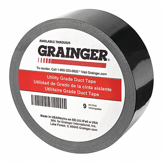 GRAINGER GLOBAL SOURCING TC600-Black-49Z330 DUCT TAPE BLACK RUBBER 48MM W PK12