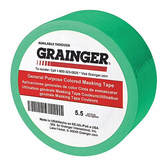 GRAINGER GLOBAL SOURCING TC602-Light Green-49Z312 MASKING TAPE PAPER GREEN 3/4 PK48