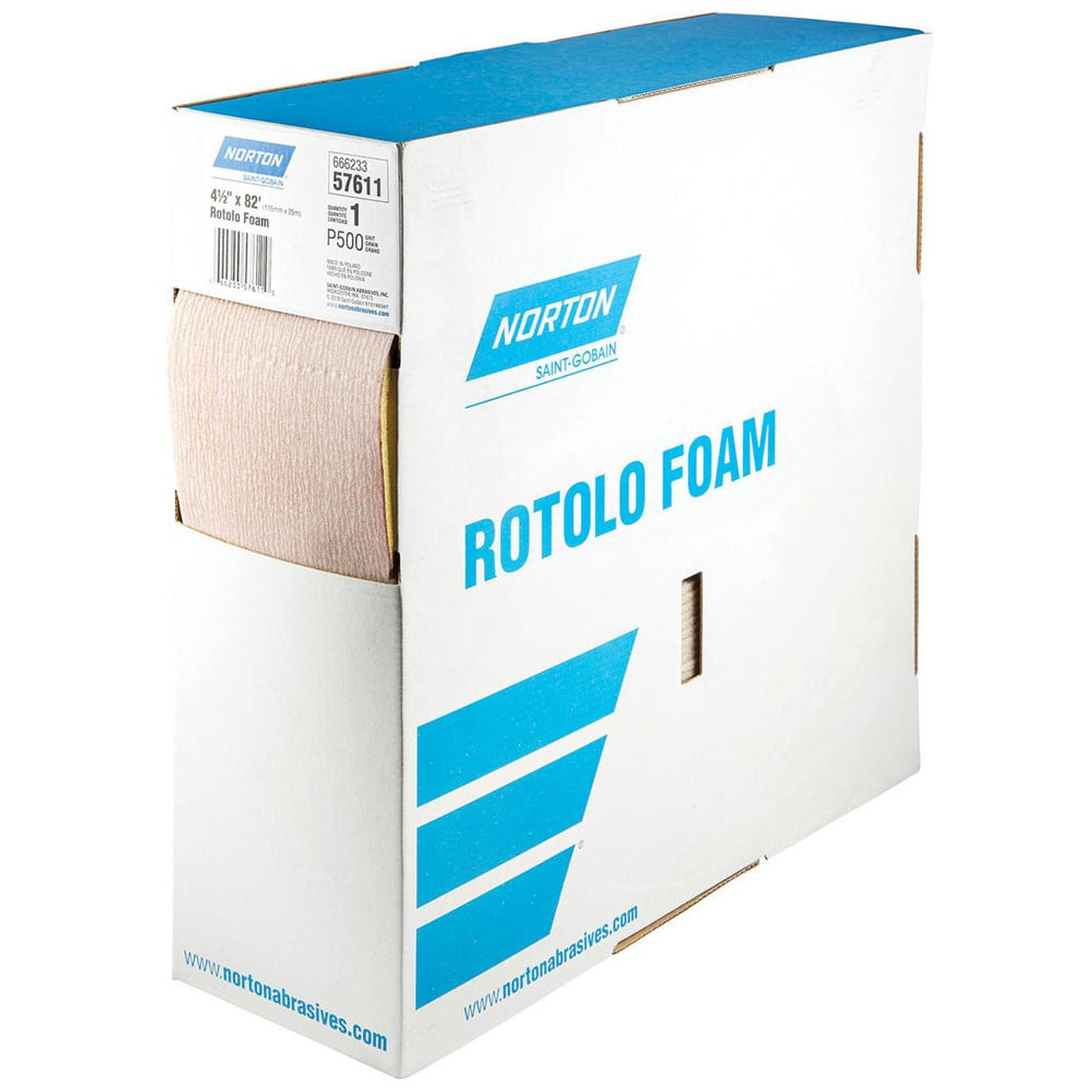 NORTON 66623357611 FOAM SANDING PADS,4-1/2IN X 82FT,500G