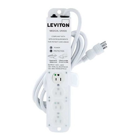 LEVITON 5304M-1S7 OUTLET STRIP,15 A,7 FT CORD L,4 OUTLETS