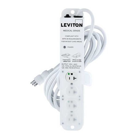 LEVITON 5304M-2N5 OUTLET STRIP,20 A,15 FT CORD L,4 OUTLETS