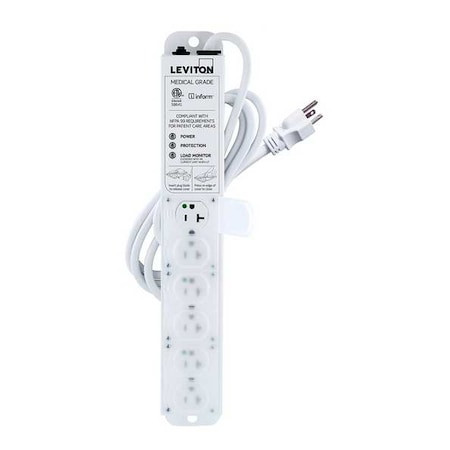 LEVITON 53C6M-2S7 OUTLET STRIP,20 A,7 FT CORD L,6 OUTLETS