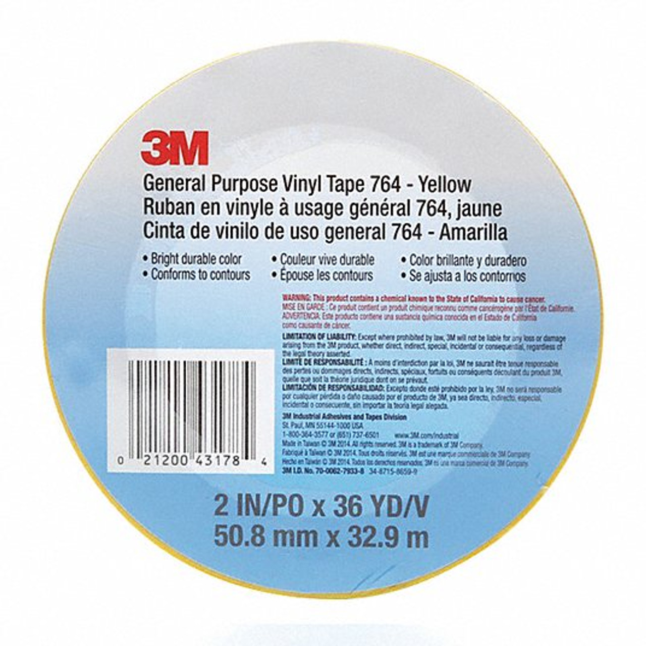 3M 764-58YT75 FLOOR TAPE YELLOW 2 INX108 FT ROLL