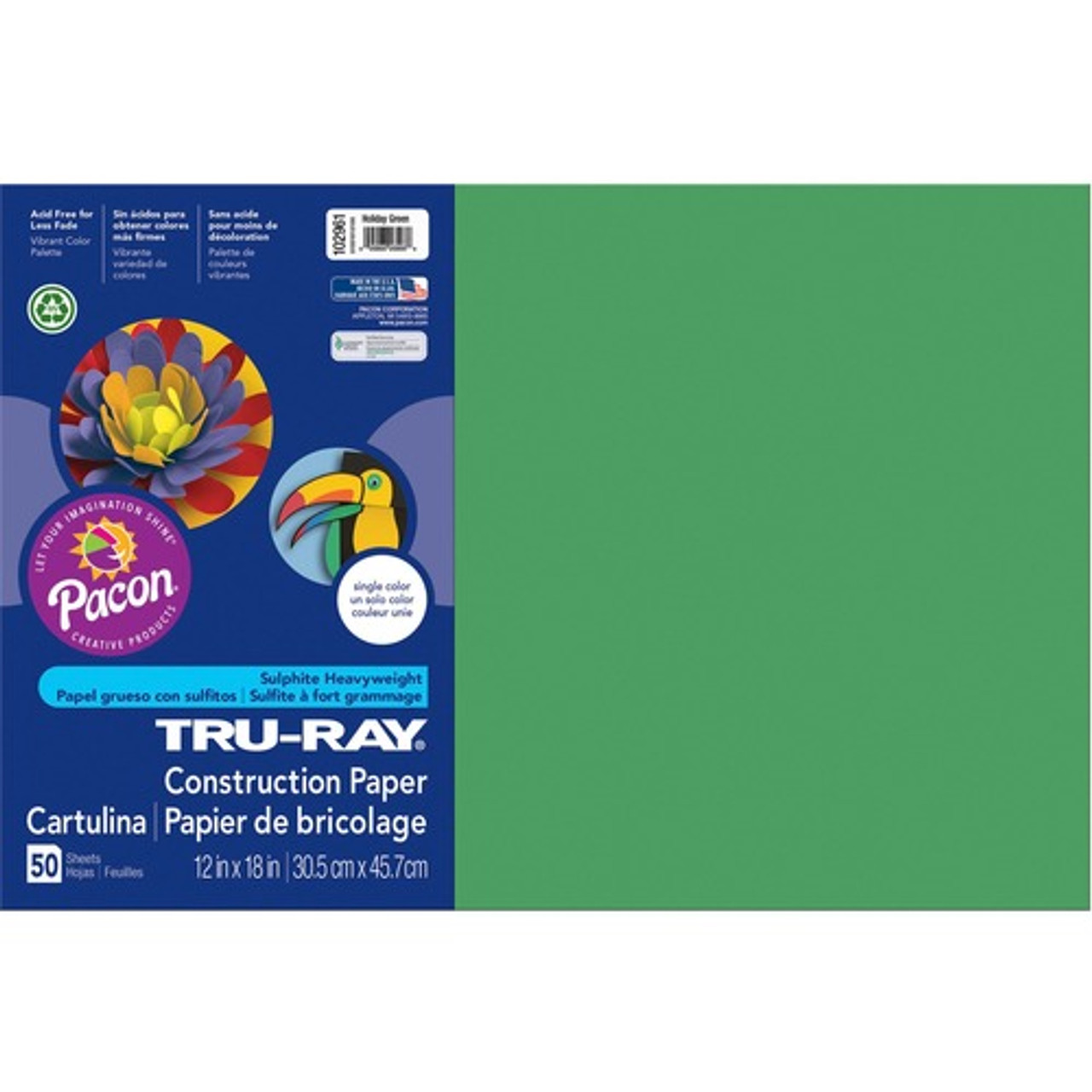 PACON CORPORATION 102961 CONSTRUCTION PAPER, 76LB, HOLIDAY GREEN