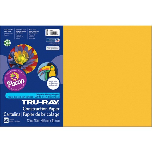 PACON CORPORATION 102998 CONSTRUCTION PAPER, 76LB, 12"X18", GOLD