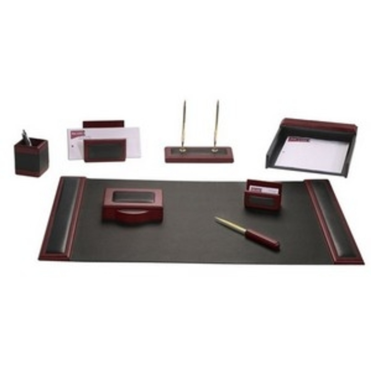 DACASSO D8012 DACASSO ROSEWOOD & LEATHER 8-PIECE DESK  DACASSO D8012 DACASSO ROSEWOOD & LEATHER 8-PIECE DESK