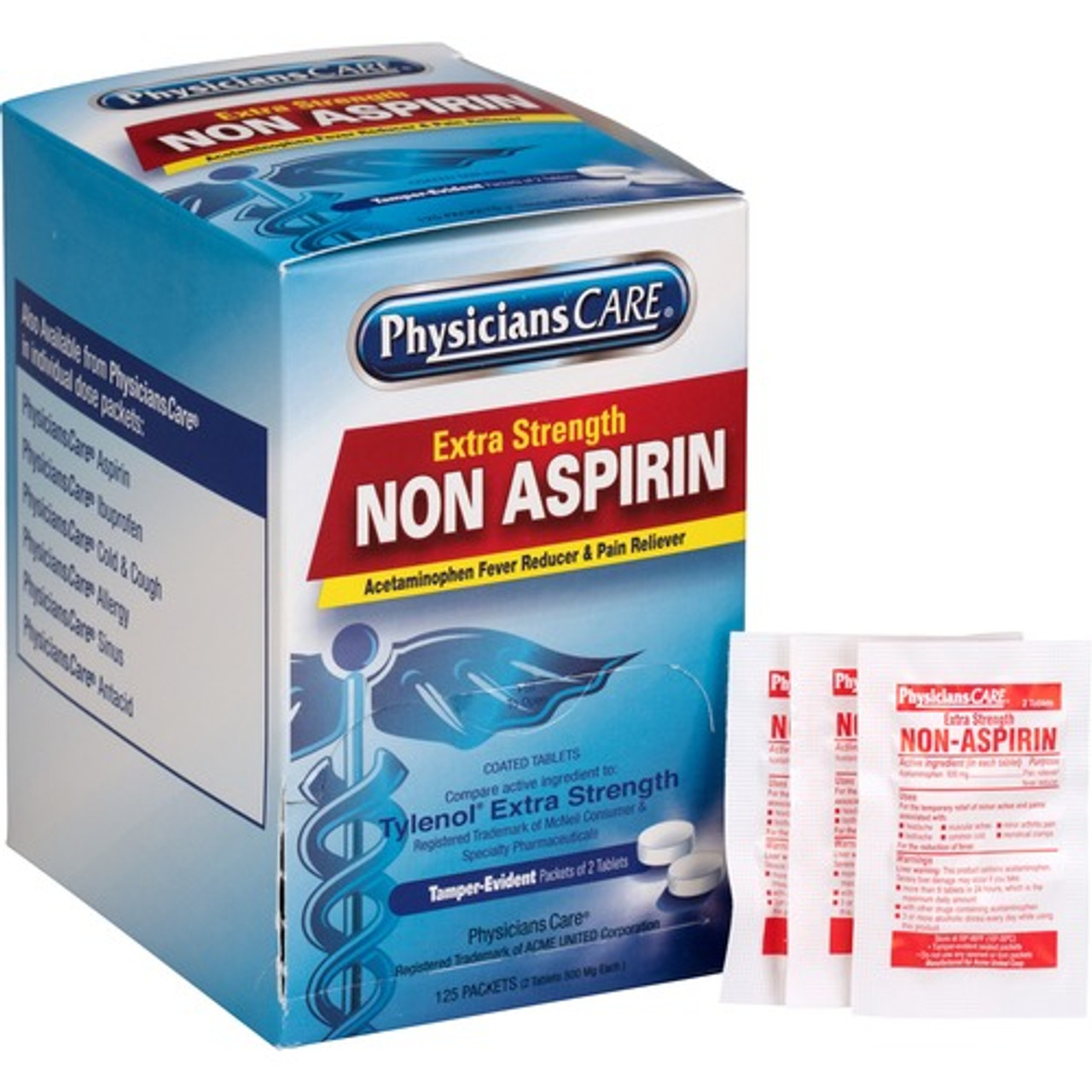 ACME UNITED 40800 PAIN RELIEVER PACKETS,2/PACKET,125/BOX