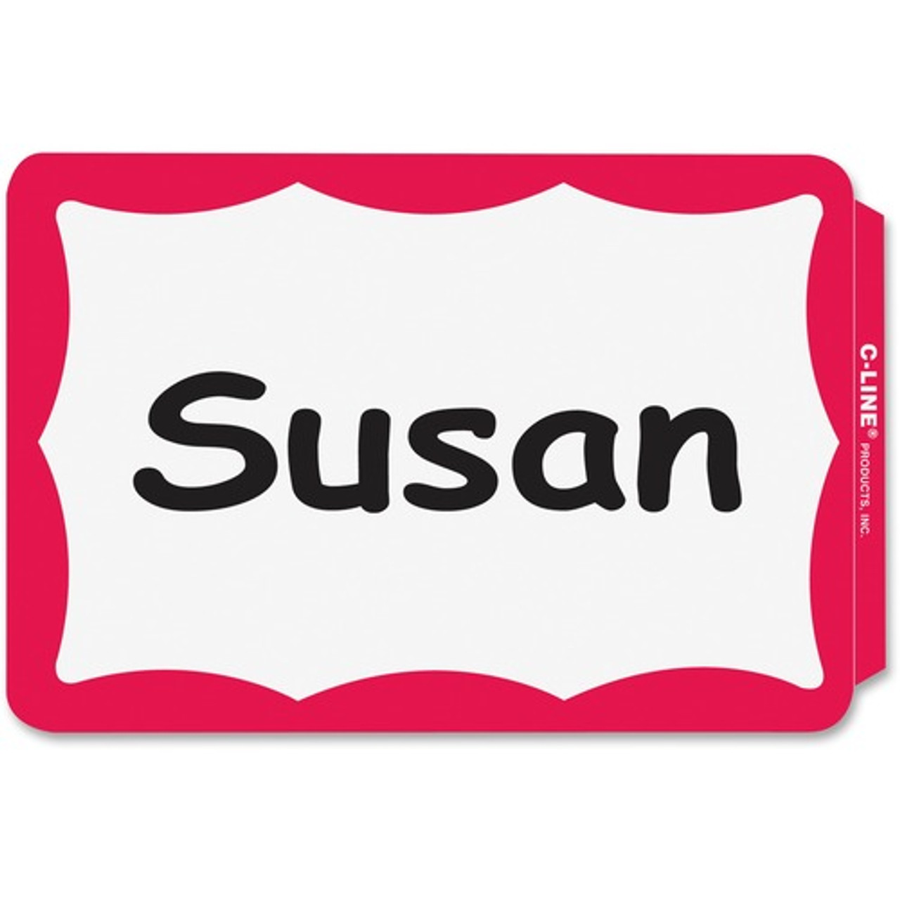 C-LINE PRODUCTS 92264 NAME BADGES,SELF-ADHESIVE,RED,100/BOX