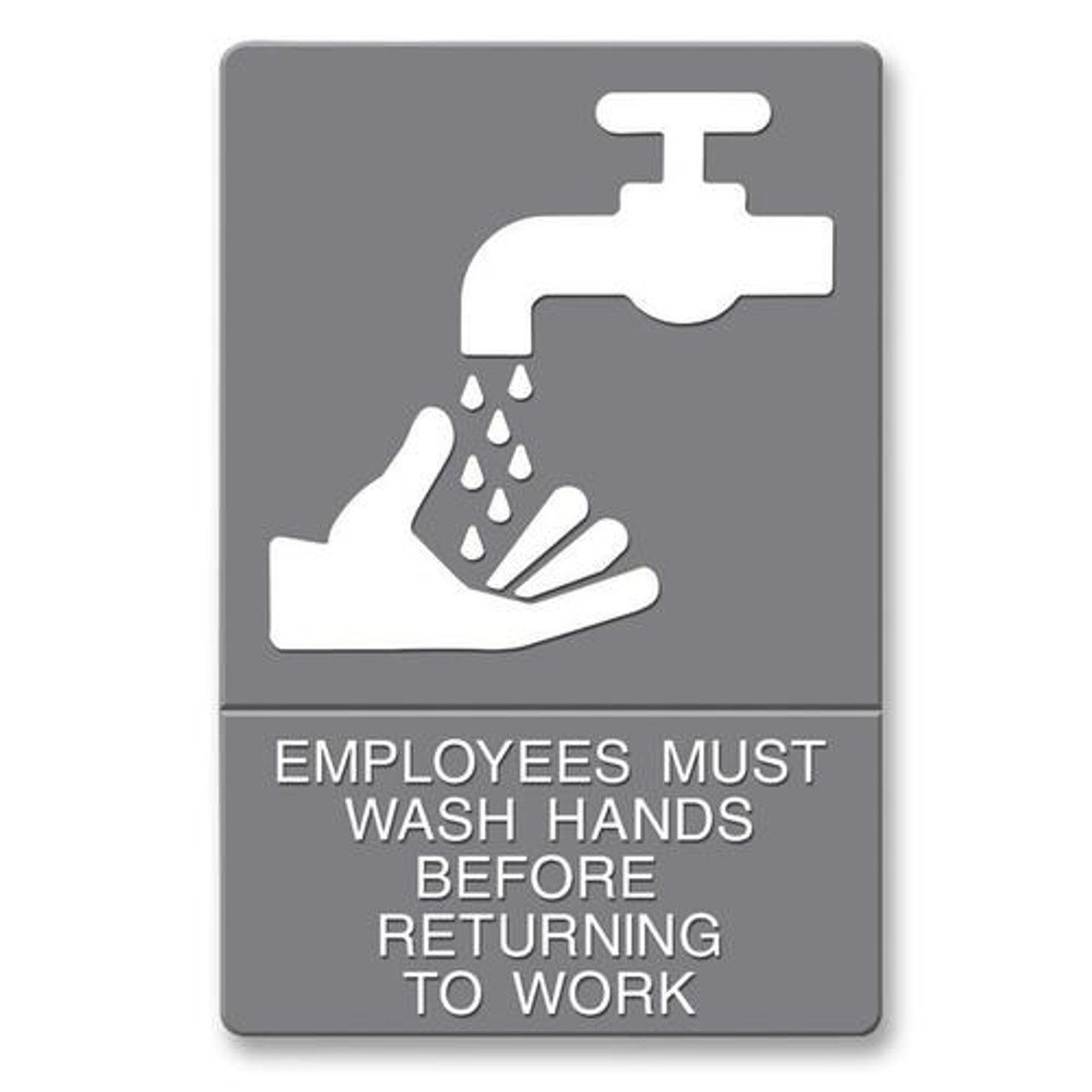 U.S. STAMP & SIGN 4726 ADA "WASH HANDS" SIGN,ADHESIVE, GRAY