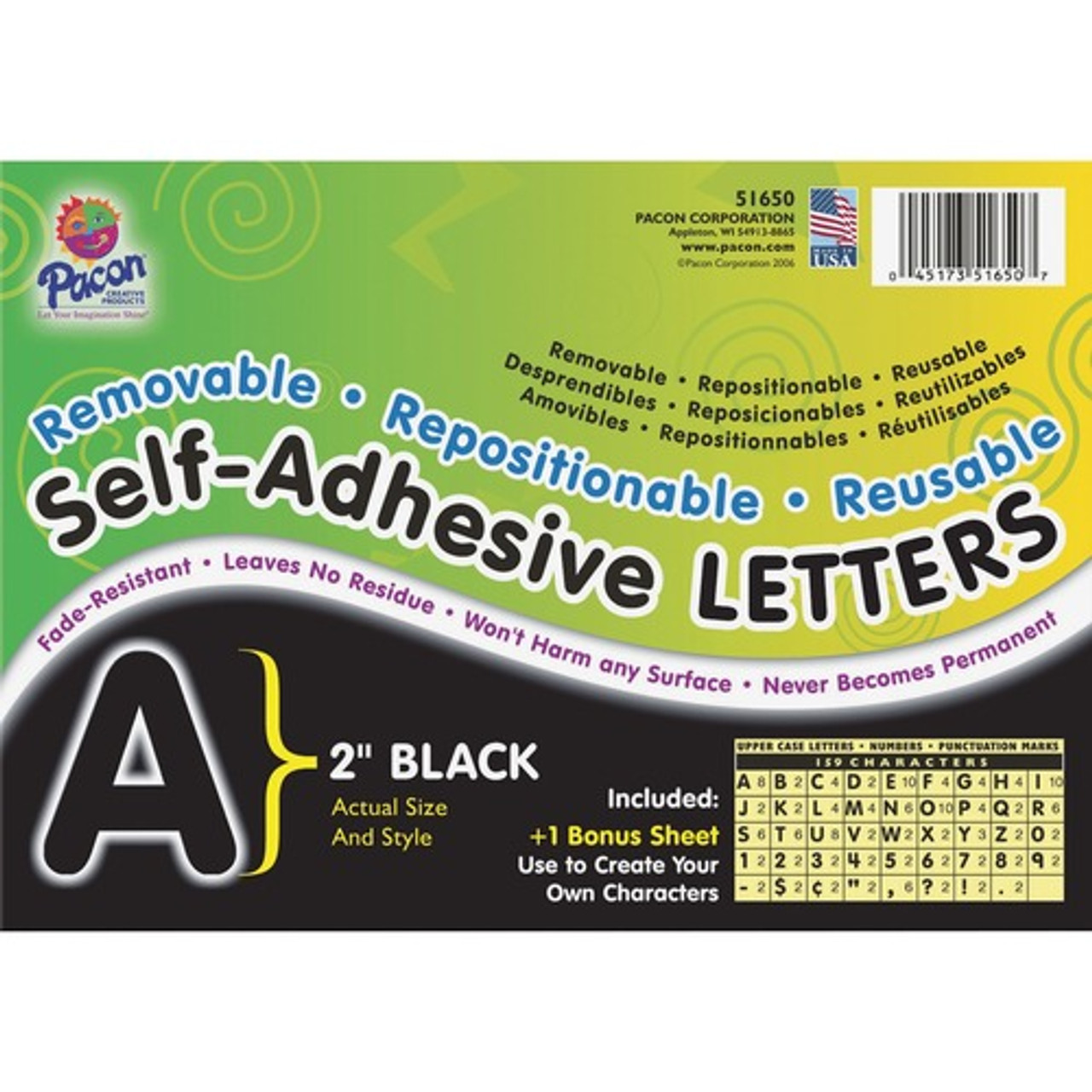 PACON CORPORATION 51650 LETTERS, SELF ADHESIVE,159 CHARACTERS  PACON CORPORATION 51650 LETTERS, SELF ADHESIVE,159 CHARACTERS