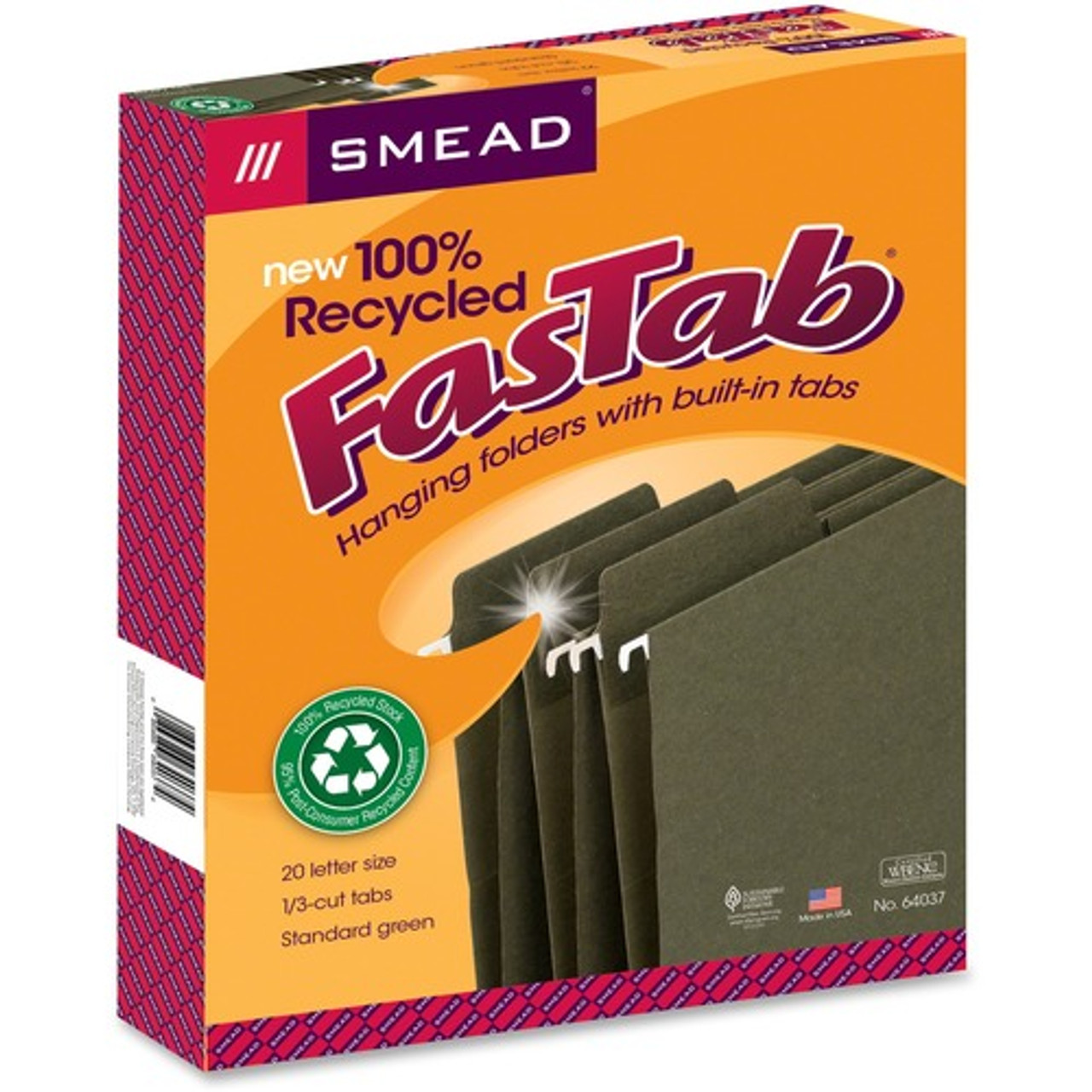 SMEAD MANUFACTURING CO. 64037 FOLDER,HANGING,LTR,1/3,GN