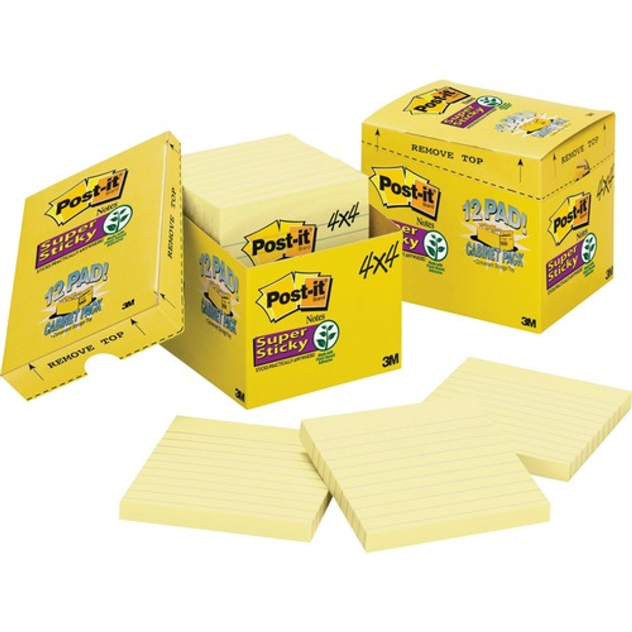 3M 675-12SSCP 3M  SUPER STICKY PADS,LINED,4"X4",90 SHT