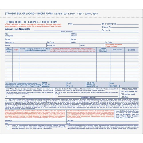 TOPS MANUFACTURING CO. 3841 HAZARDOUS MATERIAL SHORT FORM,50 FORMS
