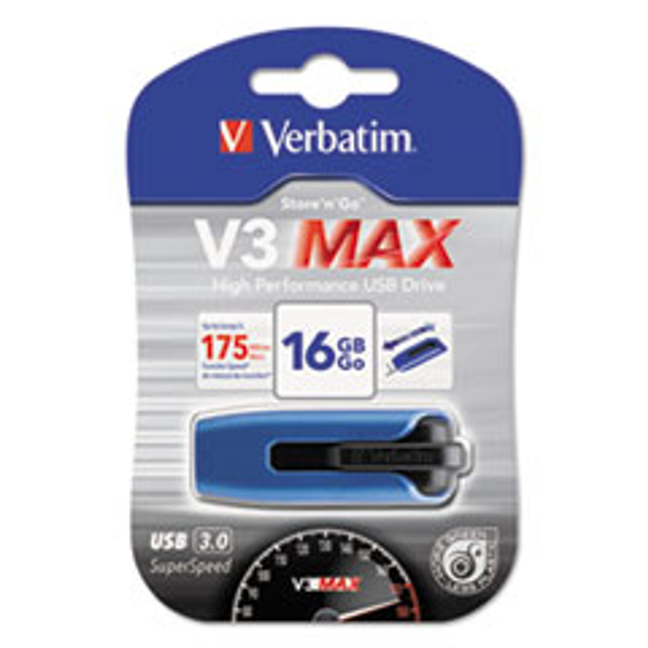 VERBATIM 49807 VERBATIM  V3 MAX USB 3.0 DRIVE, 64GB, BL