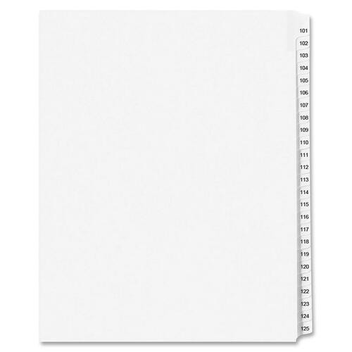 AVERY 01334 TAB DIVIDER, 101-125,LETTER,WHITE,1 SET