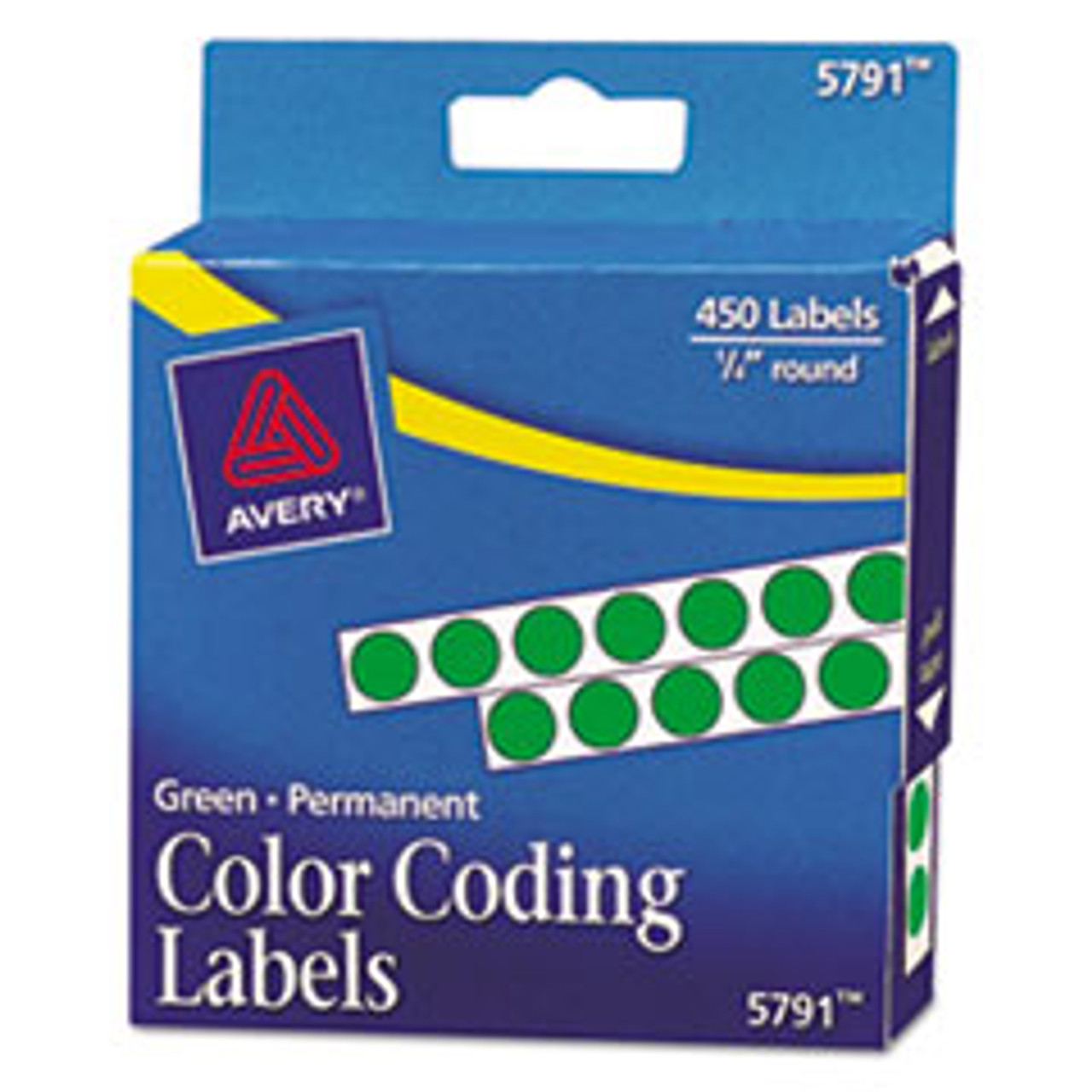 AVERY 05791 COLOR-CODING LABELS, 1/4" DIA, GREEN