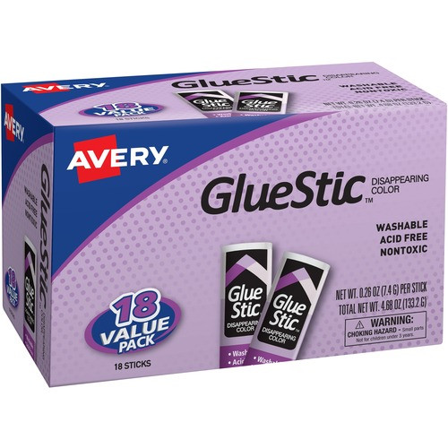 AVERY 98079 GLUE STICKS, 0.26 OZ, 18/PK, PURPLE