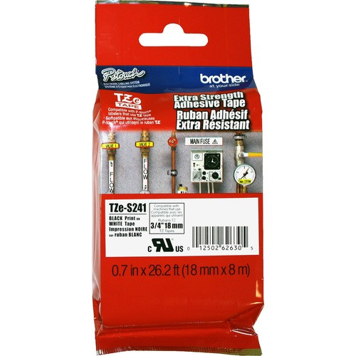 BROTHER TZES241 TAPE,3/4 BK ON WT