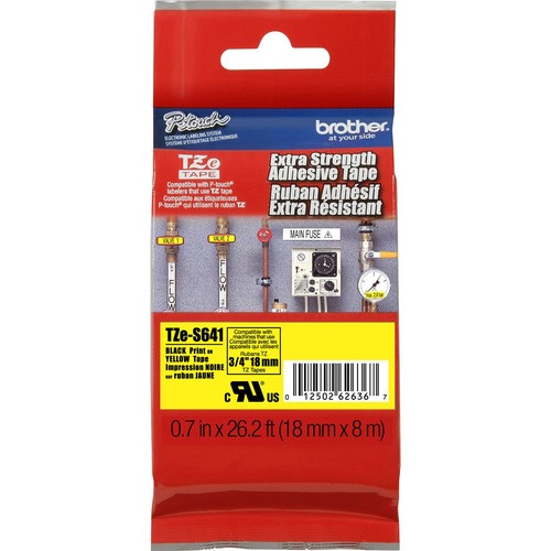BROTHER TZES641 TAPE,3/4 BK ON YELLOW