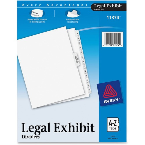 AVERY 11374 TAB DIVIDER, LEGAL,LETTER,WHITE,1 SET