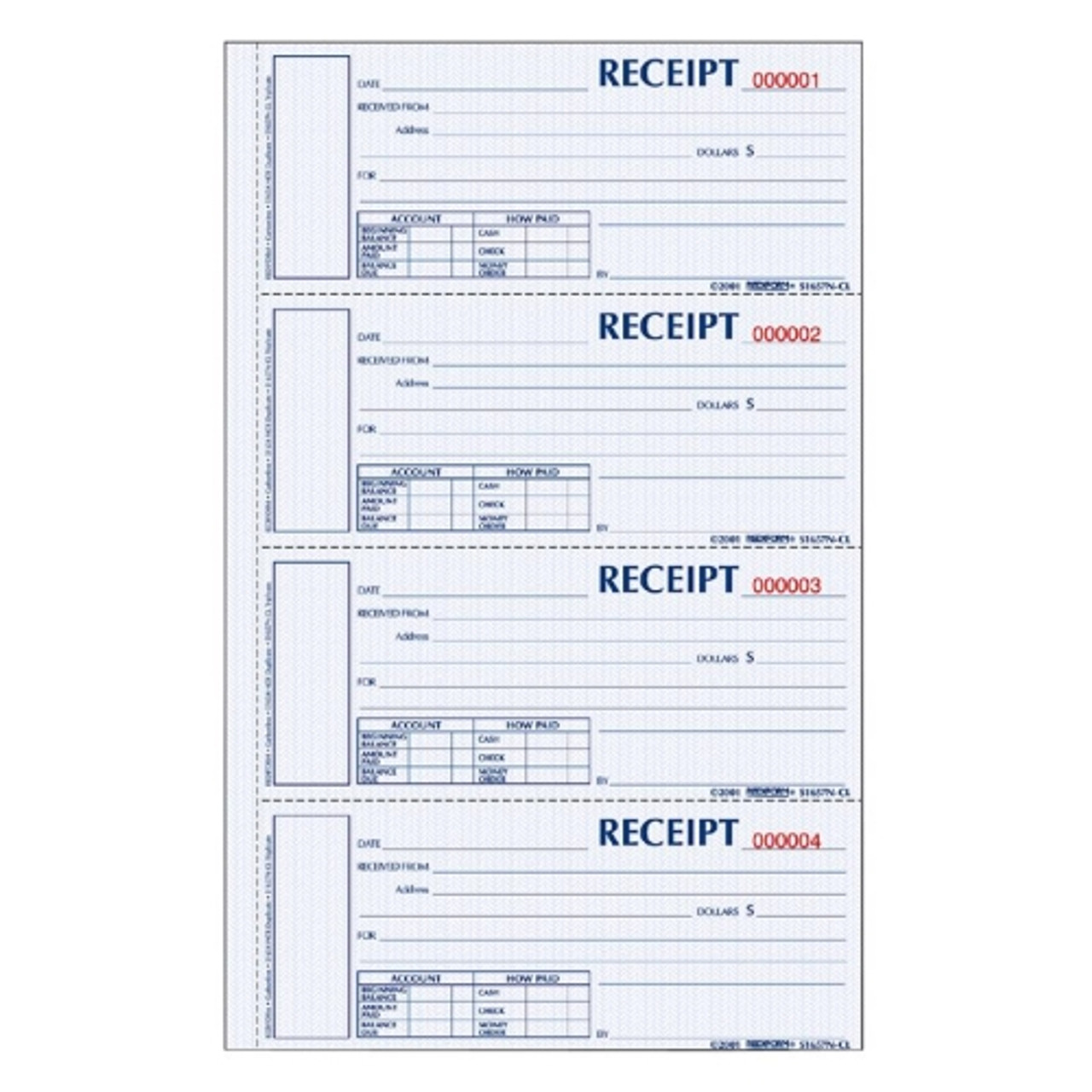 REDIFORM S1654NCR MONEY RECEIPTS,2-3/4X6-7/8,300/BK