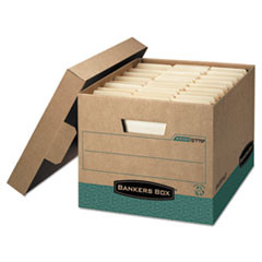 FELLOWES 12775 STORAGE BOX,KRAFT/GREEN,12/CT