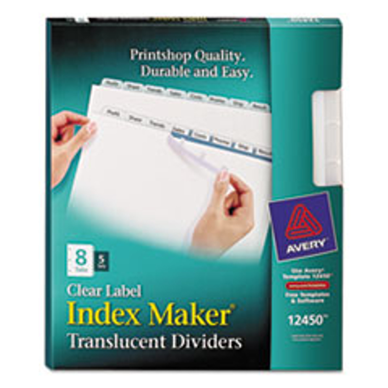 AVERY 12450 INDEX MAKER, CLEAR LABEL,8 TAB,LETTER
