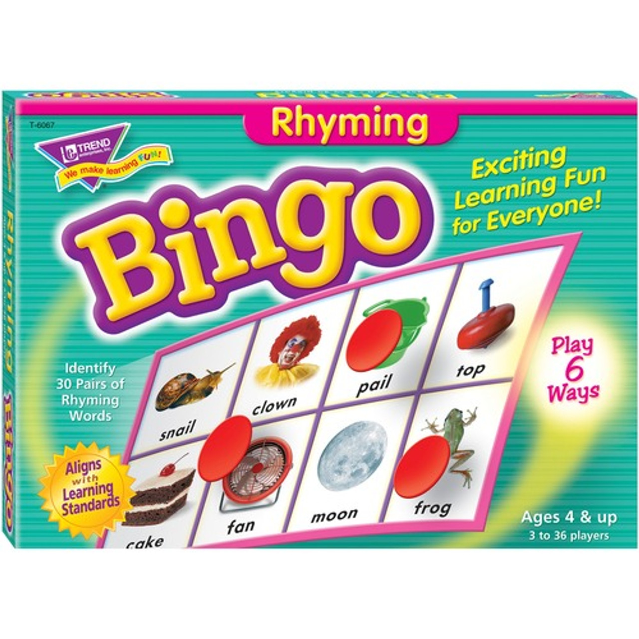 TREND ENTERPRISES, INC. T6067 RHYMING BINGO GAME,36 PLAYING CARDS