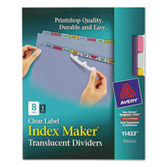 AVERY 11433 INDEX MAKER, CLEAR LABEL,8 TAB,LETTER