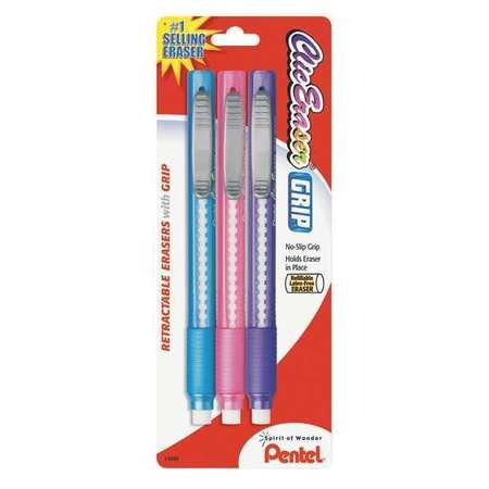 PENTEL ZE21TBP3M ERASER,RT,GRIP,CLIC,AST