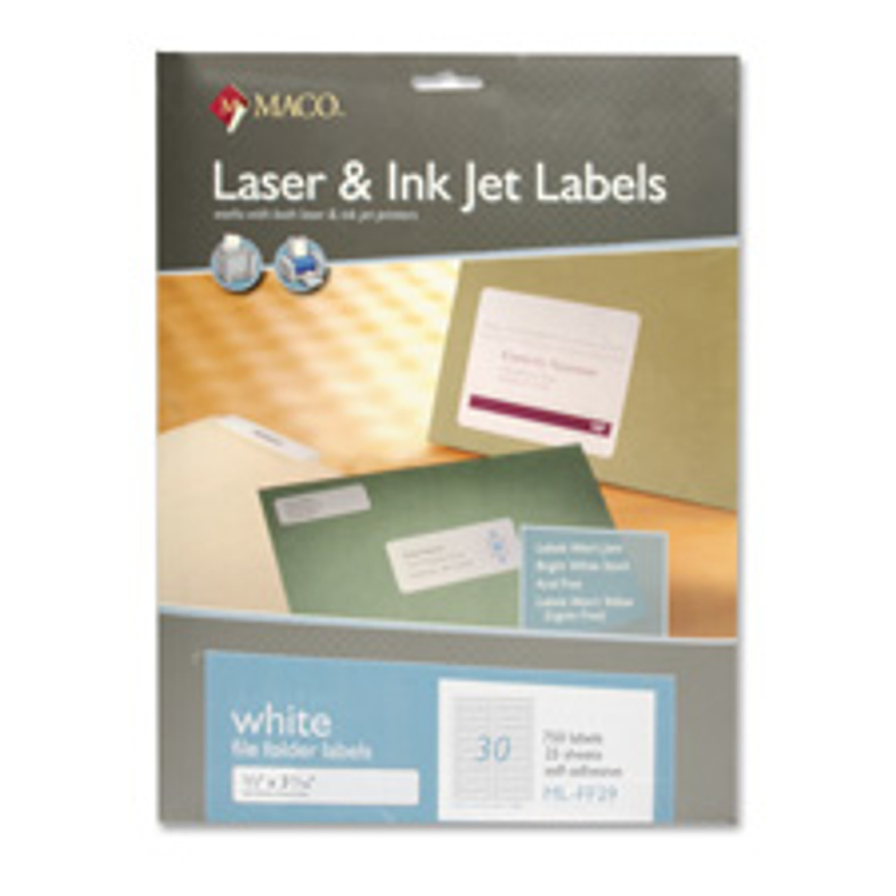 MACO TAG & LABEL MLFF29 LABEL,FL FLDR,LRS,750,WHT