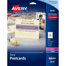 AVERY 5919 POSTCARD,4UP,100 PK,IVY