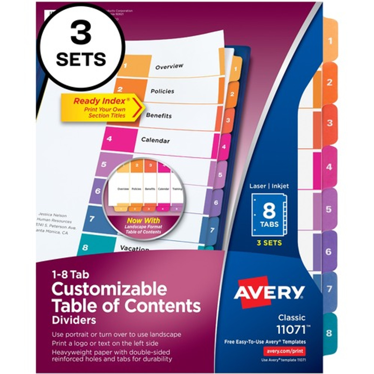 AVERY 11071 DIVIDER,TOC,8T,MC
